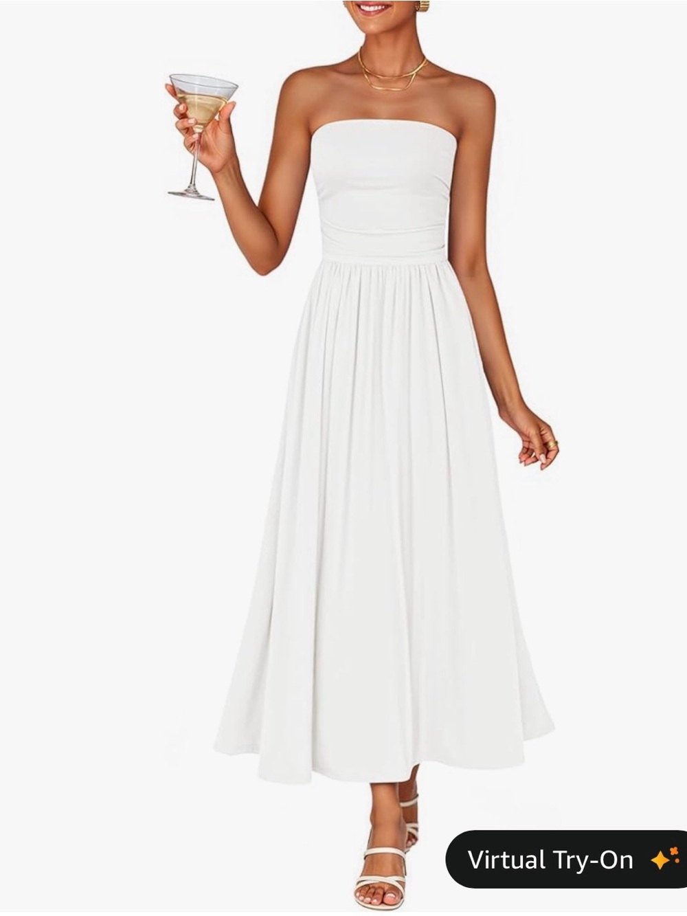 Strapless White Maxi Dress by